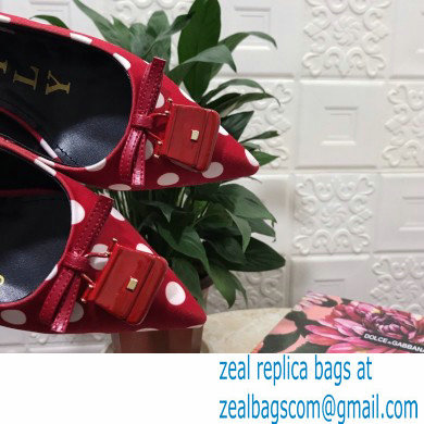 Dolce  &  Gabbana Heel 6.5cm Leather Dot Print Sicily Slingbacks Red 2021